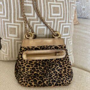 Tianni Shoulder Zebra and Leather trim Bag 22 inch Strap.  Purse 8 x 10
